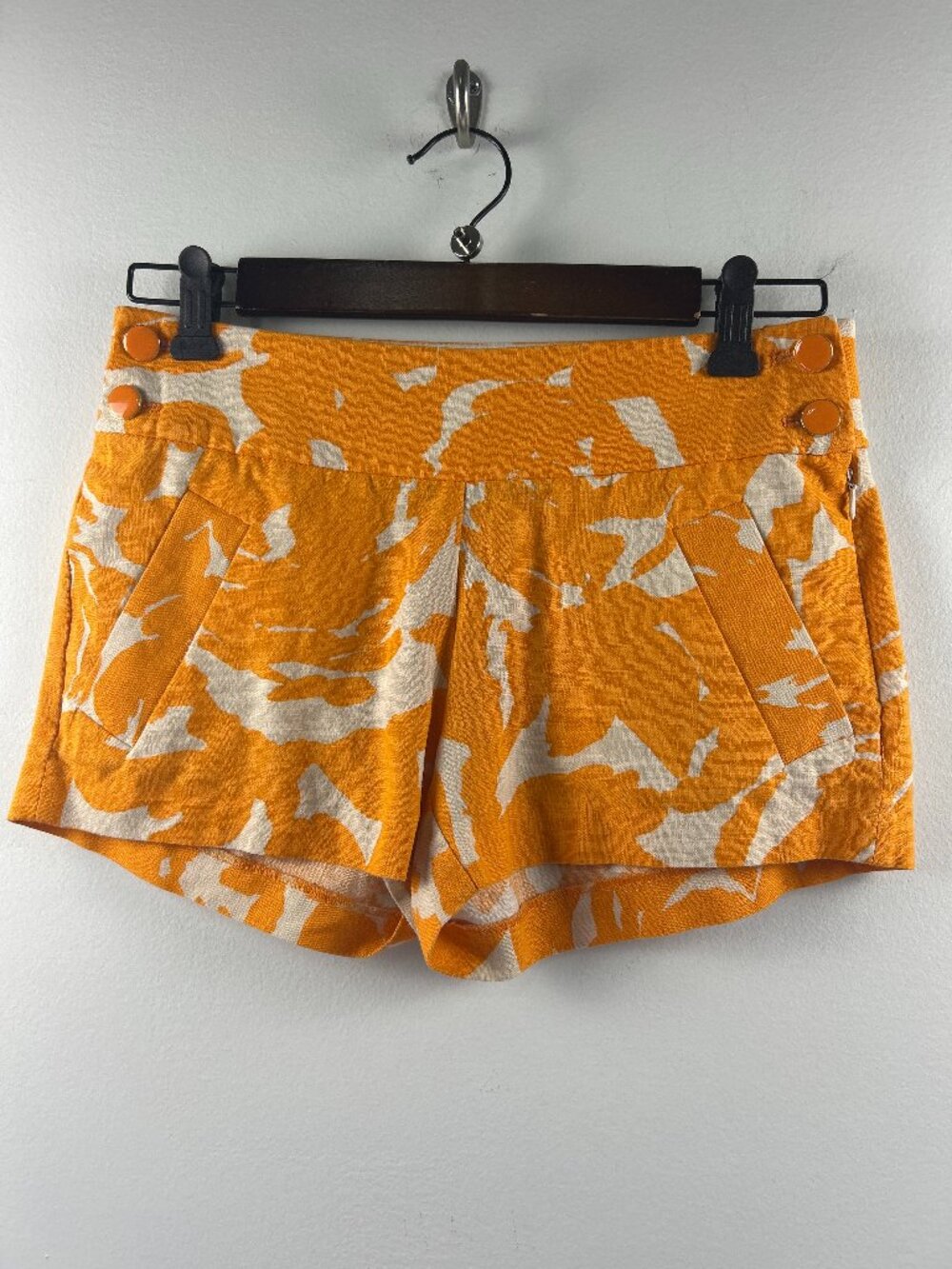 J.Crew Orange Floral Print Linen Blend Shorts Size 0